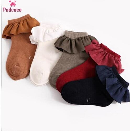 Pudcoco Children Newborn Kids Baby Girls Short Socks For Girl Lace Welt Knitted Warm Baby Little Girl Winter Socks 2-8 Y Solid