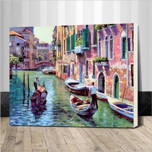 DIY painting on the numbers decorati of house painted modern oil canvas walls in art Venice Framed