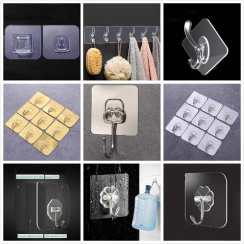 Double-Sided Adhesive Kitchen Wall Hook Hanger Strong Transparent Wall Storage Sucker For Kitchen Bathroom Hooks