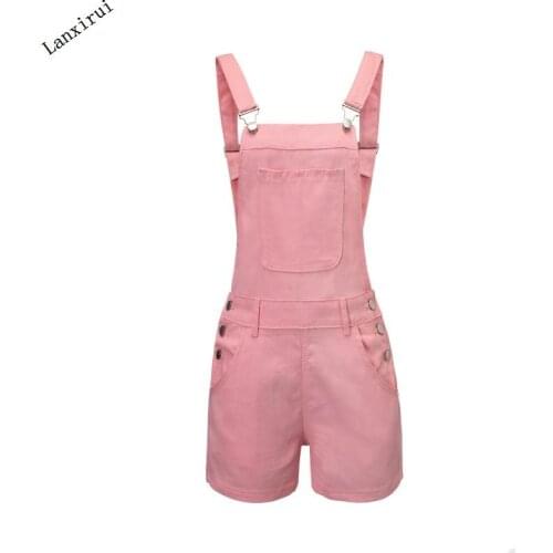 Loose Overalls Jeans Women Denim Bib Hole Pants Demin Shorts Jumpsuit Wear Wild Single Items Elasticized