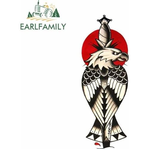 EARLFAMILY 13cm x 4.6cm for Traditional American Eagle With A Dagger Car Sticker Creative Decal Air Conditioner Surfboard Decor