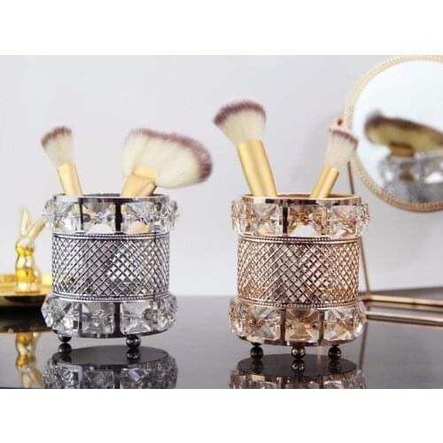 Europe Crystal Makeup Brush Pen Holder Storage Tube Jewelry Lipstick Eyebrow Pencil Makeup Storage Box Cosmetic Makeup Ornaments