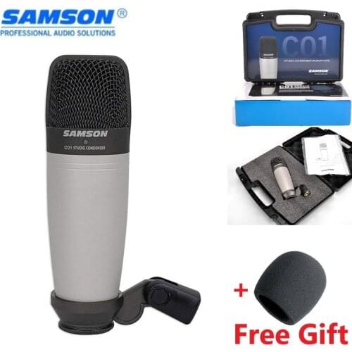 Hot Original Samson C01 Condenser Microphone For Recording Vocals, Acoustic Instruments And Drum With Carry Suitcase Package