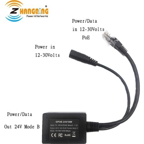 GPOE-24V10W PoE Converter 24 volt step up injector Gigabit PoE 24 volt device like a Mikrotik or Ubiquiti
