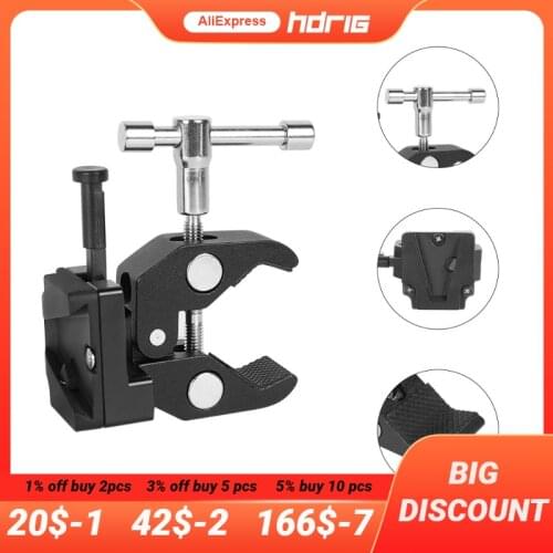 HDRIG Super Crab Clamp Pliers Clip With Universal V-Lock Mount Quick Release Adapter For DSLR Camera Battery