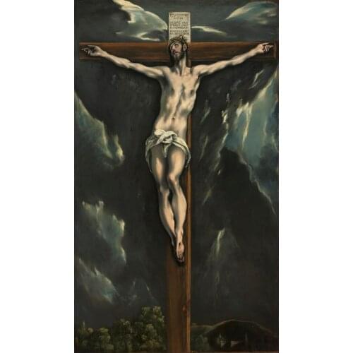 Christian Jesus Christ decor art - Faithful print art painting "Christ on the Cross" Christs suffering El Greco on canvas