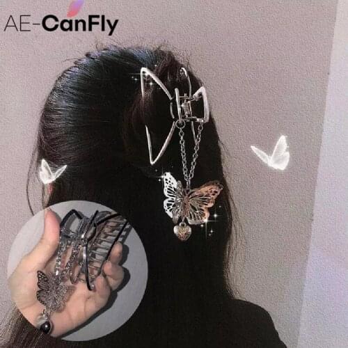 Ins Korea Fashion Three-dimensional Butterfly Love Pendant Hair Grab Clip Hairpin Woman Simple Wedding Banquet Girl Hair Gift