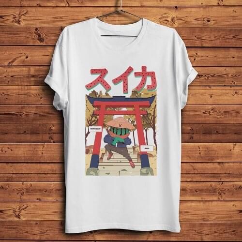 Watermelon ninja Funny Anime t shirt Men Homme Summer New White Short Sleeve Casual Tshirt Unisex Manga Streetwear Tee