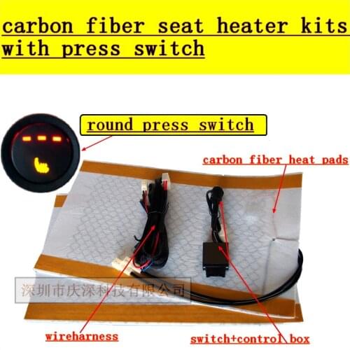 2 seats/set,free shipping,2019 NEW improvement carbon fiber seat heater kits with three positions switch