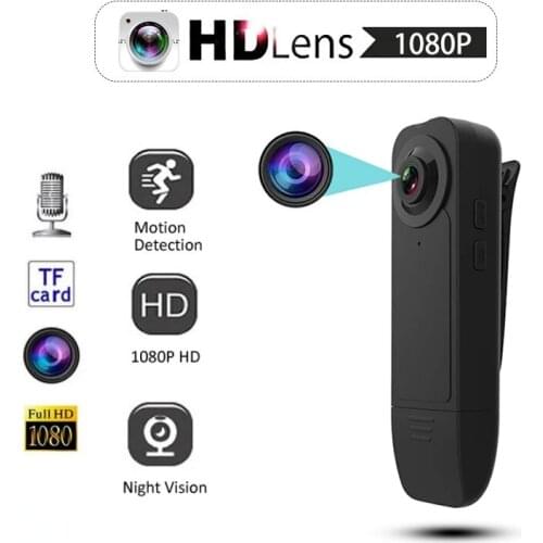 New Wearable HD 1080P Min Camera Video Recorder with Night Vision Motion Detection Small Security Cam for Home Outside Camcorde