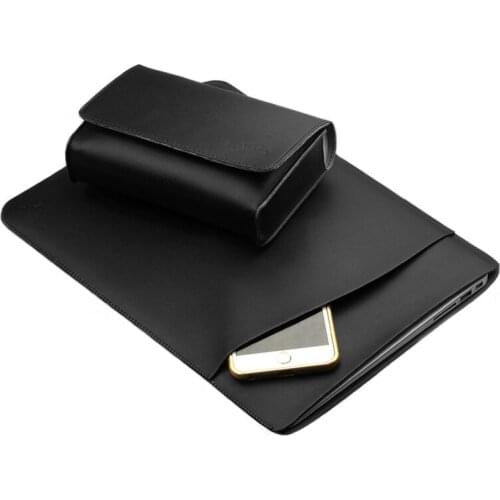New Black Notebook Sleeve For Apple For Macbook 12" Air11.6" 13.3" /Pro13" 15" Bladder Bag PU Leather Holster Cases Laptop Bag