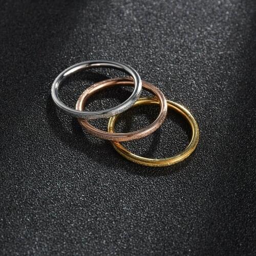 Stainless Steel Thin Silvery Rose Gold Wedding Rings Elegant Female Engagement Finger Ring for Bridal Christmas Gift Jewelry