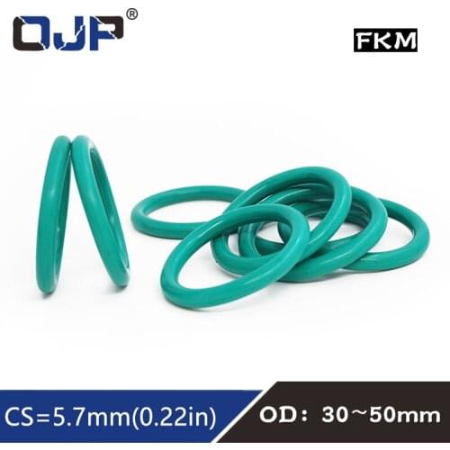 5PCS/lot Rubber Ring Green FKM O ring Seal CS5.7mm OD30/35/40/45/50mm Rubber O-Ring Seal Gasket Fuel sealing Oil Rings Washer