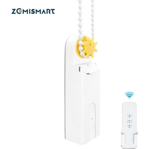 Zemismart Roller Shade Driver RF Control with Bean or Cord Chain Roller Blinds Broadlink Built-in Battery Remote Control