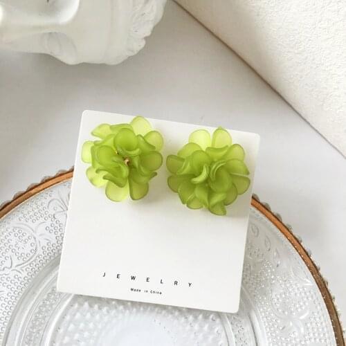 Han Edition Lovely Romantic Style Green Flower Shape Earrings Lovely Jewelry Gifts In Women Stud Earrings Sell Like Hot Cakes