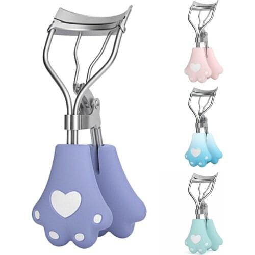 BX0F Stainless Steel Eyelash Curler with Cute Cat Paw Handle Lash Lift Curling Clip