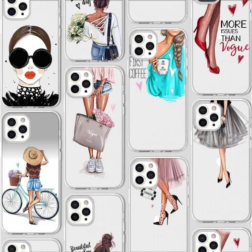 Ciciber Luxury Vogue Girl Funda Case for Iphone 12 Case for IPhone 12 11 Pro XR 7 X XS Max Mini 8 6 6S Plus 5 SE 2020 Silicone