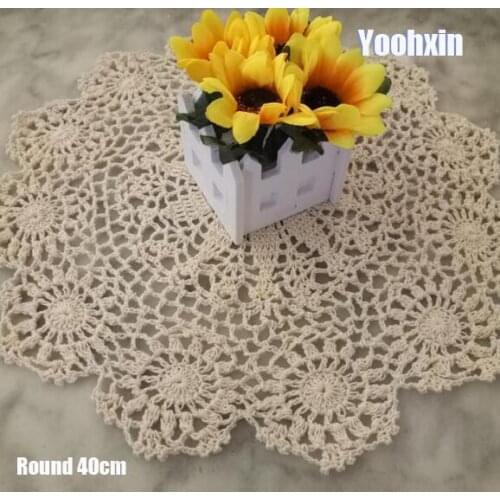 Modern Cotton Lace Crochet Tablecloth Round Doily Table Napkin Placemat Mat Cup Pad Drink Coaster Set Coffee Table Decorations