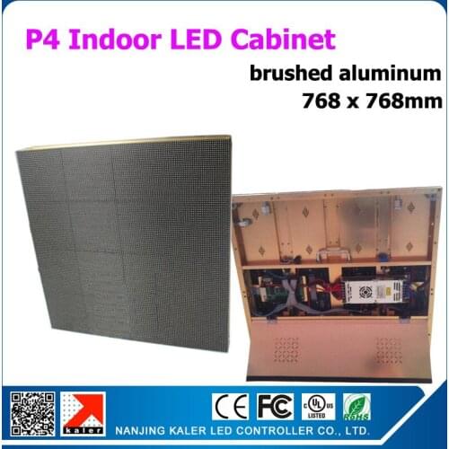 TEEHO New golden brushed aluminum led display rental p4 indoor video wall aluminum cabinet led display video panel 768x768mm