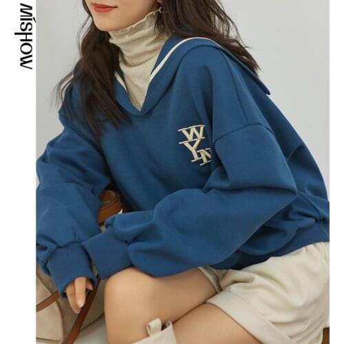 MISHOW 2020 Winter Sweatshirts For Women Letter Printed Outdoor Pullover Casual Long Sleeve Clothing Female Tops MX20C6873