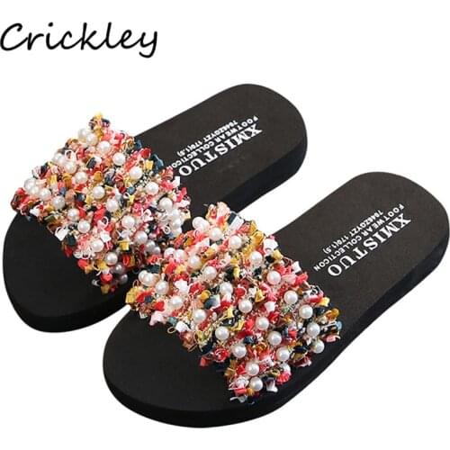 Pearl Cotton Cloth Girls Slippers Non Slip Soft Sole TPR Beach Shoes for Kids Girl Patchwork Fashion Children Slippers