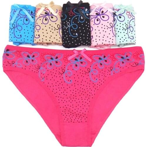 12pcs Fashion Woman Dot Underwear Cotton Floral Print Low Rise Briefs Ladies Knickers Panties Lingerie Intimates for Women