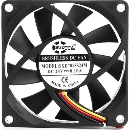 2pcs 24V cooling fan 70mm 7015 70X70X15mm Sleeve Bearing computer server inverter chassis axial cooling fan 3-wire silent case