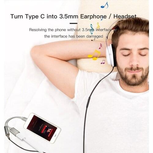 USB-C To 3.5 AUX Audio Cable 2in1 USB Type C To 3.5mm Jack Audio Splitter USB C Earphone Cable Charging Adapter For Mobile Phone
