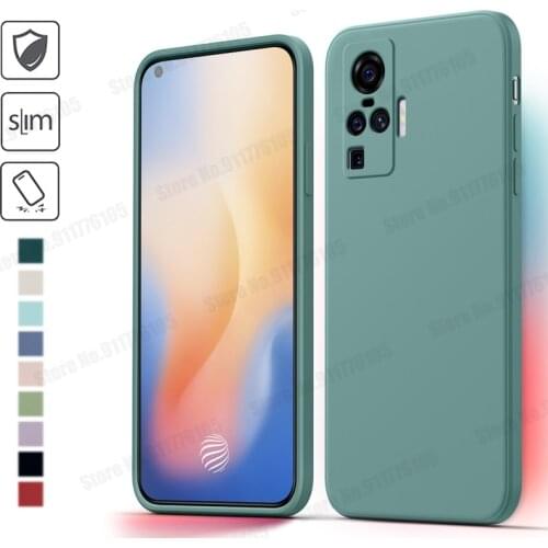 Candy Color Square Silicone Phone Case for VIVO X60 X60T Pro X50 X27 Pro S9E S9 Z5X Y52S Y31S 5G Straight Edge Shockproof Cover