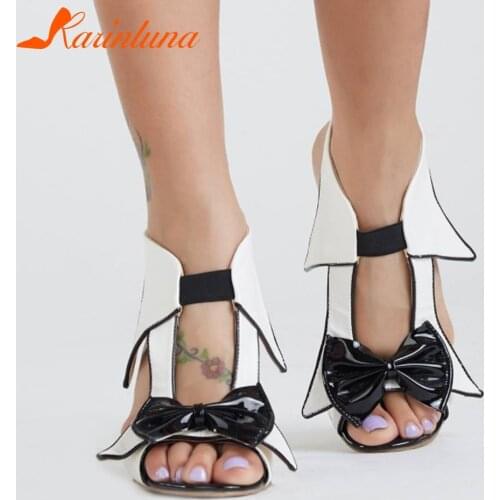 KARINLUNA Big Size 34-43 Female Novelty Concise Sandals Bowknot Thin High Heels Women Sandals 2021 Fashion Mature Women Shoes