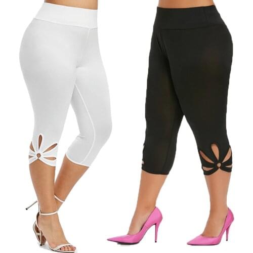 Womens Leggings Sports Fitness Yoga Pants Cropped Trousers Gym Elastic Legging Ladies Solid Running Hollow Out Sportswear L-5XL