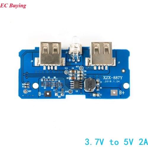 18650 Dual Micro USB 3.7V to 5V 2A Boost Step Up Power Supply Module Mobile Power Bank 18650 Lithium Battery Charger Board DIY