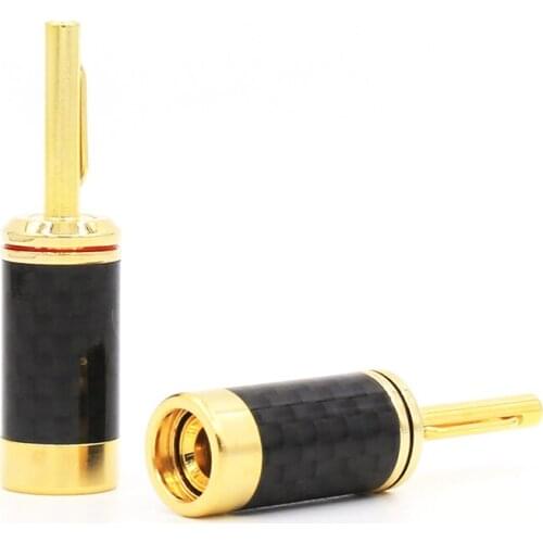 2PCS Gold Plated Carbon Fiber Banana Speaker Cable Plug Audio Hifi Banana Connector