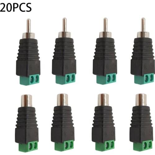20Pcs RCA AV Terminal Block Connector, 2poles RCA Male Plug & RCA Female Jack Phono Speaker Wire Cable, RCA Connector Adapter