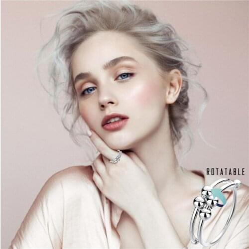 2021 Fidget Beads Rings For Women Men Rotate Freely Anti Stress Anxiety Ring Single Coil Antistress Spiral Beads Rotate Jewlery