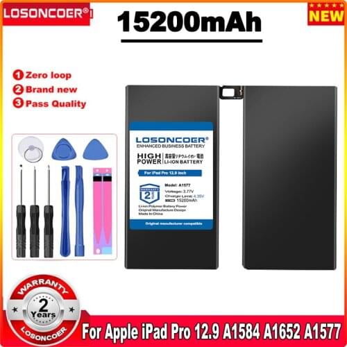 LOSONCOER 11500mAh A1577 Tablet Battery for Apple iPad Pro 12.9 A1584 A1652 A1577 Replacement High Capacity bateria +Tools