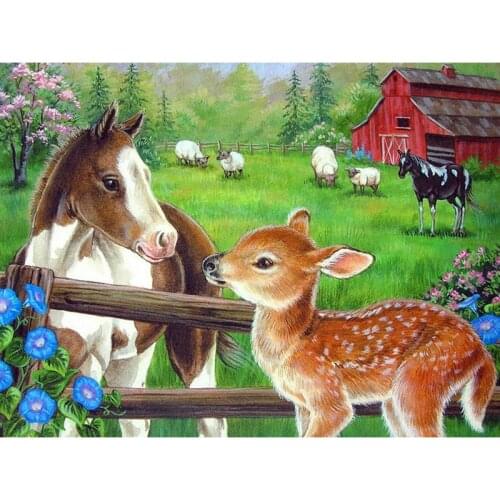 YIKEE 5d diamond painting horses Full Drill Diamond Embroidery Sale Handmade Wall Decor Mosaic Crystal k618