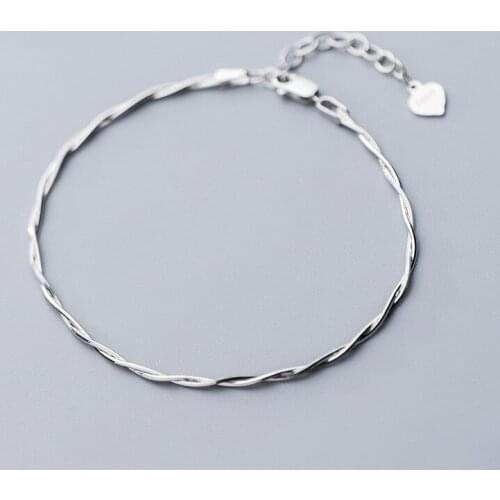 MloveAcc 925 Solid Sterling Silver Twist Wave Snake Chain Bracelet OL Style for Fashion Women Girls Lady Fine Silver Jewelry
