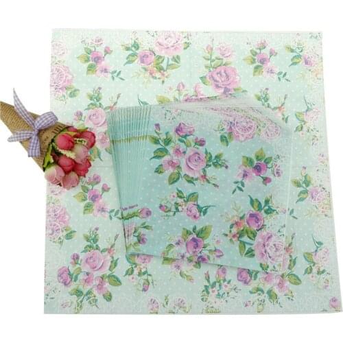 20pcs/pack design color printing paper napkins rose festive party tissue floral decoration