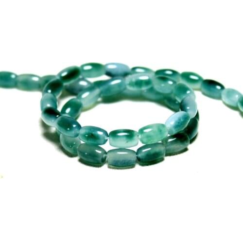 Wholesale 42 Pcs Rice Shape 6*9 mm Natural White Stone Green Beads For Jewelry Making DIY Bracelet Necklace Strand 15