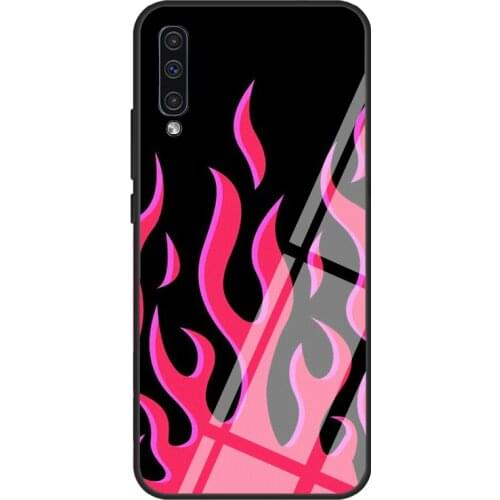 Red Flames Tempered Glass Case For Samsung A52 A12 A32 A42 A72 A31 A51 A71 A40 A50 A70 A20e A21S