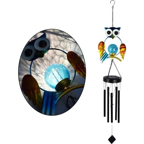 Hanging Owl Solar Powered Wind Chime Decorative Light LED Lamp Color Changing Home Outdoor Indoor Courtyard Landscape Decor
