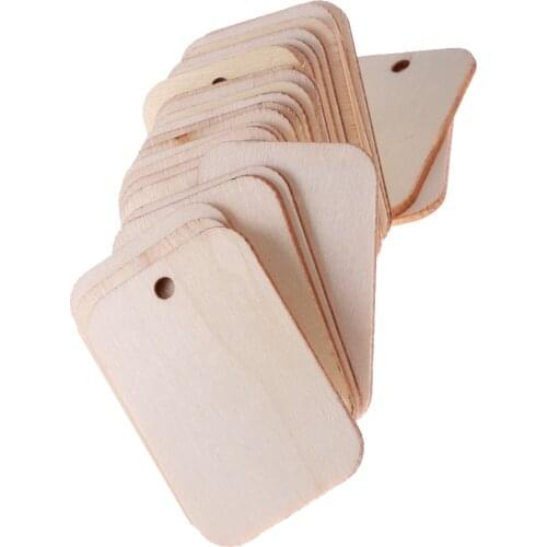 100x Blank Gift Tags Wooden Hanging Label For Wedding Decoration With Rope