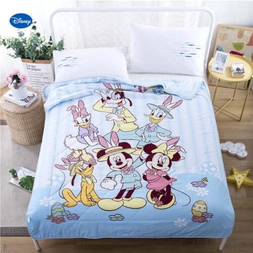 Disney Cartoon Mickey House Quilts Summer Comforter Bedding Cotton Covers Child Boys Baby Bedroom Decor 150*200cm 200*230cm Blue