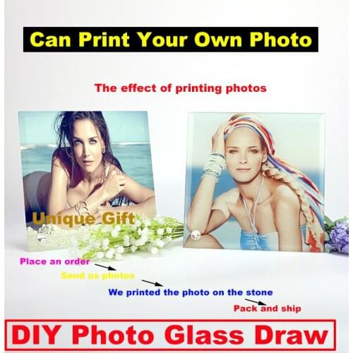 DIY Photo Glass draw 20*20cm custom your photo on glass Decoration Picture for Gift,Print your picture on the Glass BL-25