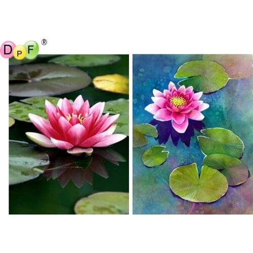 DPF 5D Round/Square Lotus Diamond Painting Cross Stitch Crafts Diamond Embroidery Mosaic Needlework kits Home Decor
