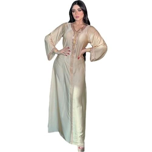 Eid Satin Abaya Dubai Muslim Dress Turkey Islam Robe Longue Djelaba Femme Musulman Dresses For Women Caftan Marocain De Soiree