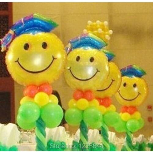 Graduation smile face foil balloons Party supplies Cute classic toys party favors big size 100 cm 10 pcs/lot wholesale