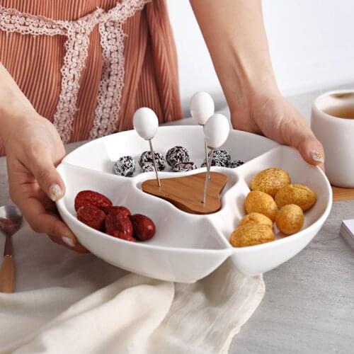Ceramic Assorted Dinner Plate Decorative Porcelain Divisions Serving Dish Dinnerware Centerpiece Utility for Fruits and Sweets