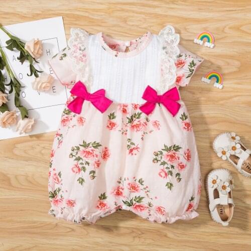 4# 2021 New Summer Infant Newborn Romper Baby Girl Clothing Ruffles Jumpsuit Cute Bow Sunsuit Baby Rompers Bodysuits